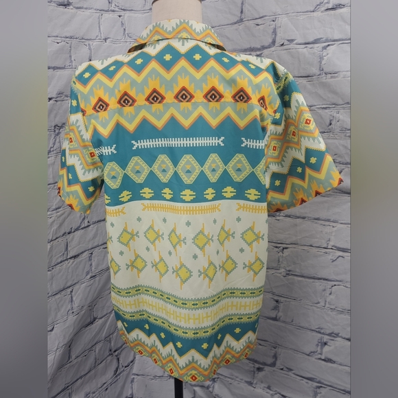 Saint Javelin Crimea Beach Party Hawaiian Open Collar Shirt Tribal Southwestern - Picture 5 of 10